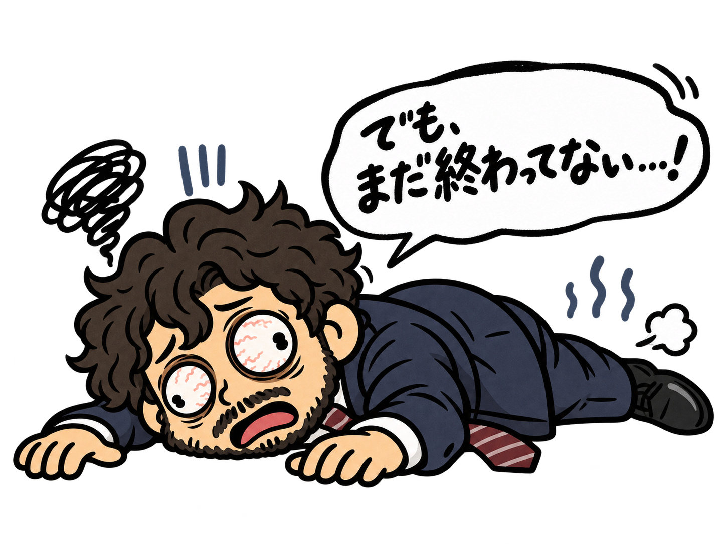 倒れ込む男性キャラクター